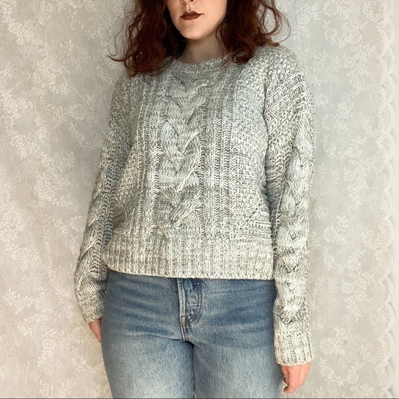 Moon & Madison Chunky Crop Cable Knit Sweater Boho Minimalist Cozy Fall Winter - Picture 1 of 6